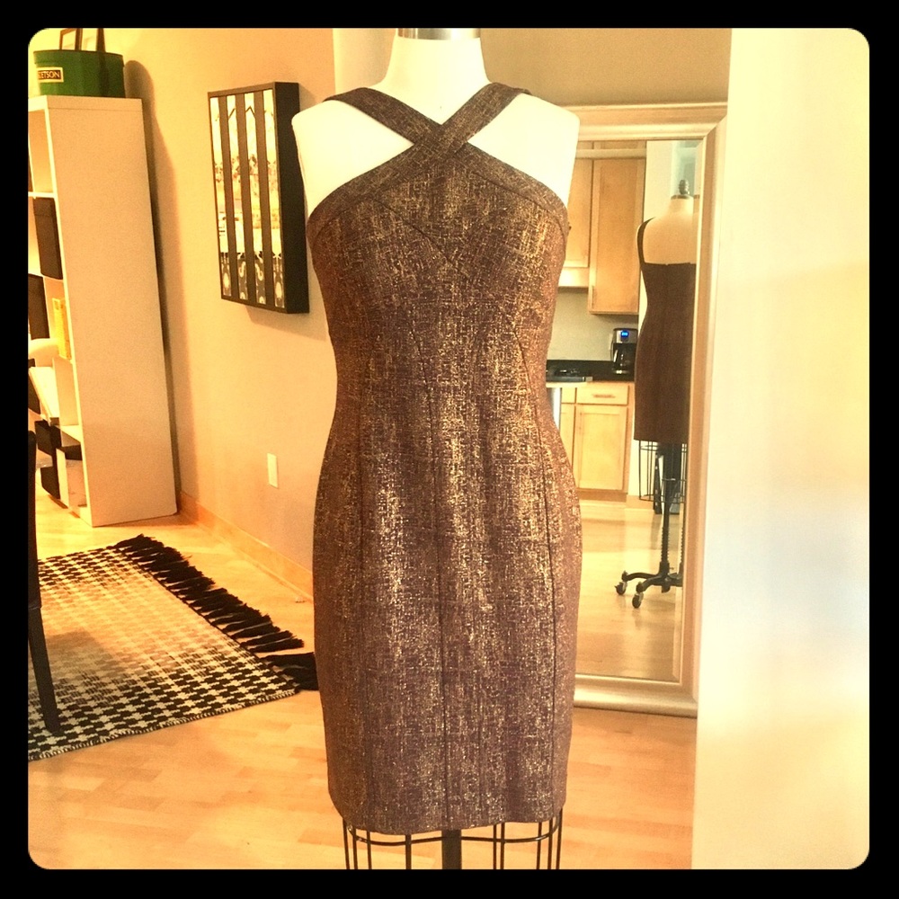 David Meister Copper Shimmer Formal Dress